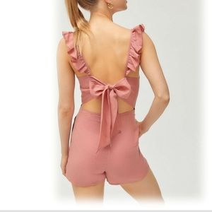 Urban Outfitters Kai Ruffle Linen Romper